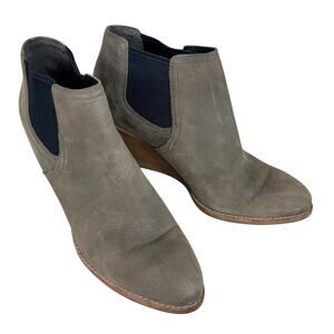 Cole Haan Grandios Gray Oiled Tanned Nubuck Wedge Heel Bootie Women's Size 10B